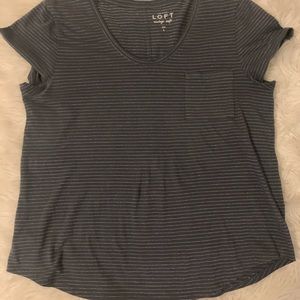 Loft grey silver striped t-shirt with pocket